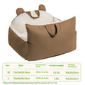 Removable washable dog car kennel in beige colour options, shown in a vehicle rear seat