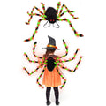 Halloween spider backpack with LED lights in plush construction showing orange purple light colour variant