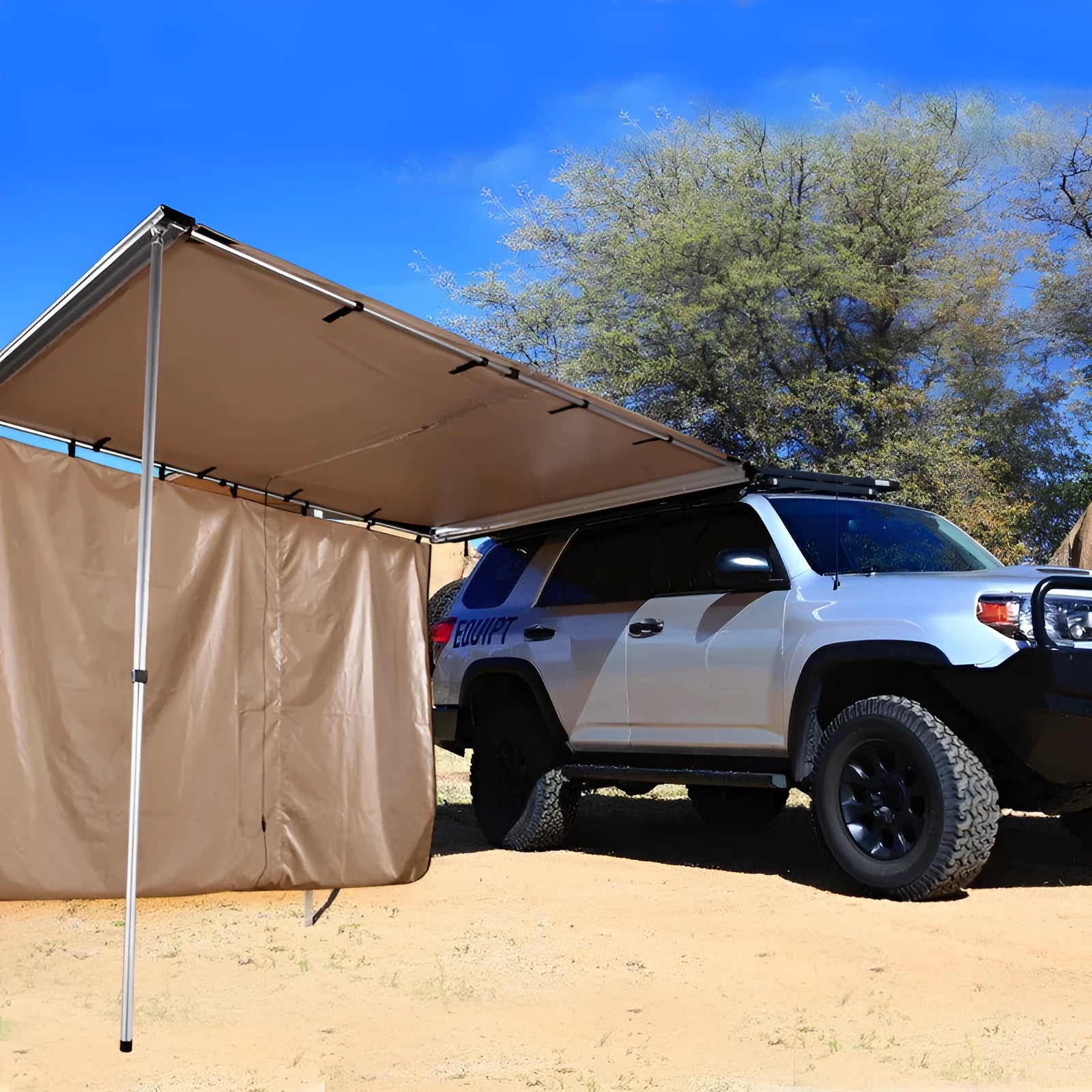Black glue rainproof camping tent with aluminium alloy poles set up outdoors