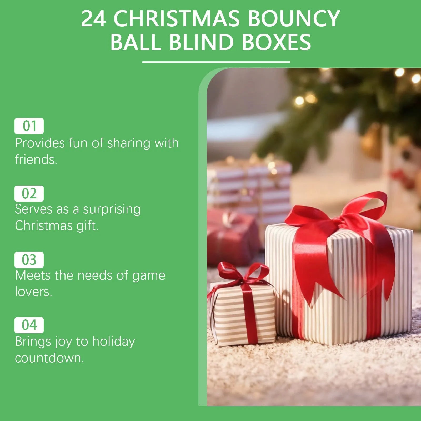 24 Grid Christmas Elastic Ball Blind Box with assorted rubber balls