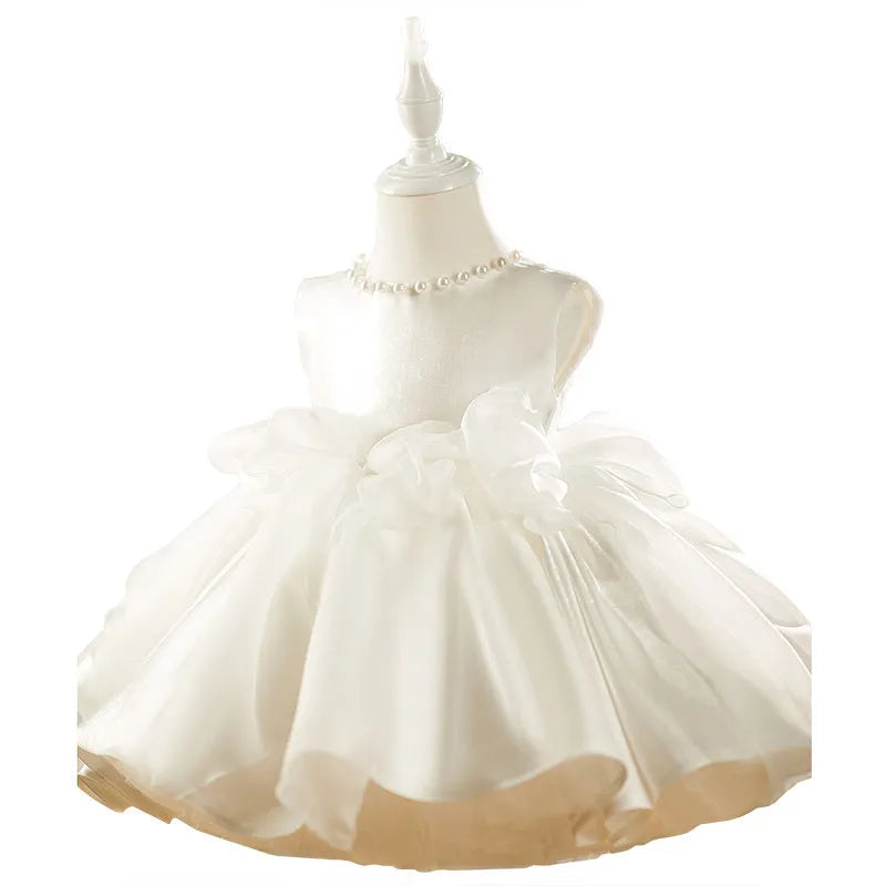 White sweet pettiskirt baby full-year birthday dress, chemical fibre blend, available in sizes 80cm to 160cm