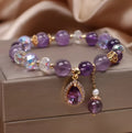 Purple amethyst bracelet for women with micro inlay crystal setting