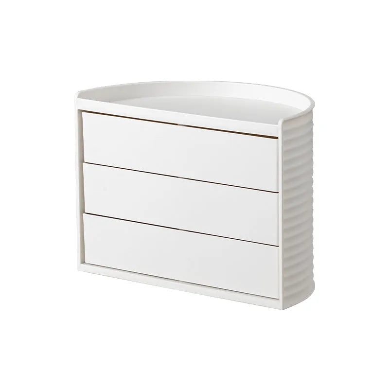 Plastic rotating cosmetic storage box 27x15.5x19.5cm in white simple style carousel organiser