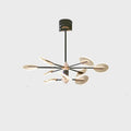Nordic style iron frame LED chandelier with multiple heads and acrylic diffuser shades.