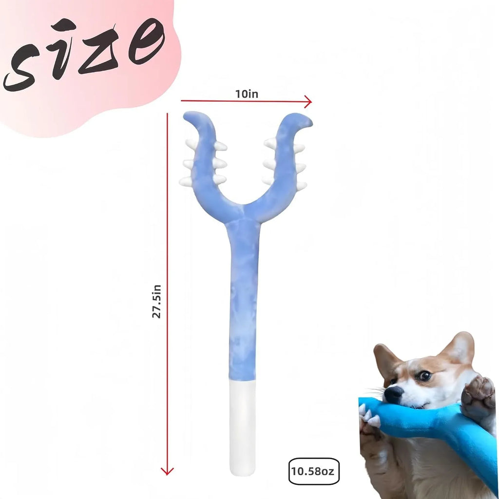 Blue plush cat wand toy measuring 70cm for interactive play with indoor cats