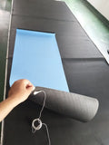 Blue floral pattern conductive yoga mat with grounding wire, showing non-slip PU surface