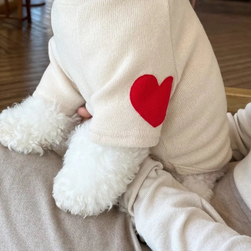 Fleece-lined love sweater for pets, thick polyester in beige, gray, black, khaki, sizes XS to XL