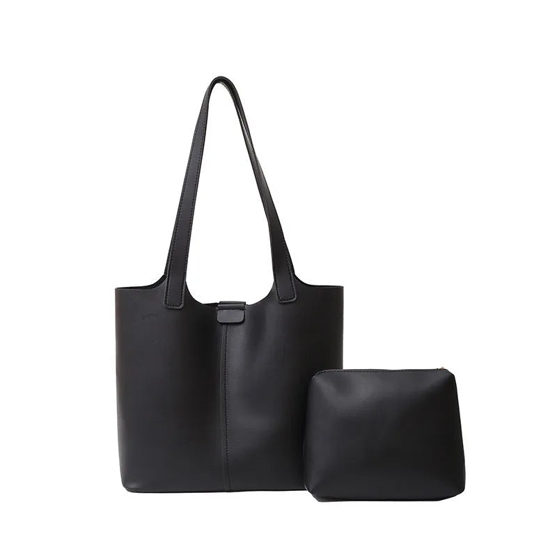 Fashionable commuter shoulder bag PU leather horizontal square shape brown colour with pendant inner patch pocket