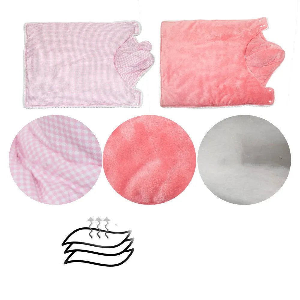 Cotton plaid dog and cat cloak pyjamas in pink or blue grid, sizes S to 2XL