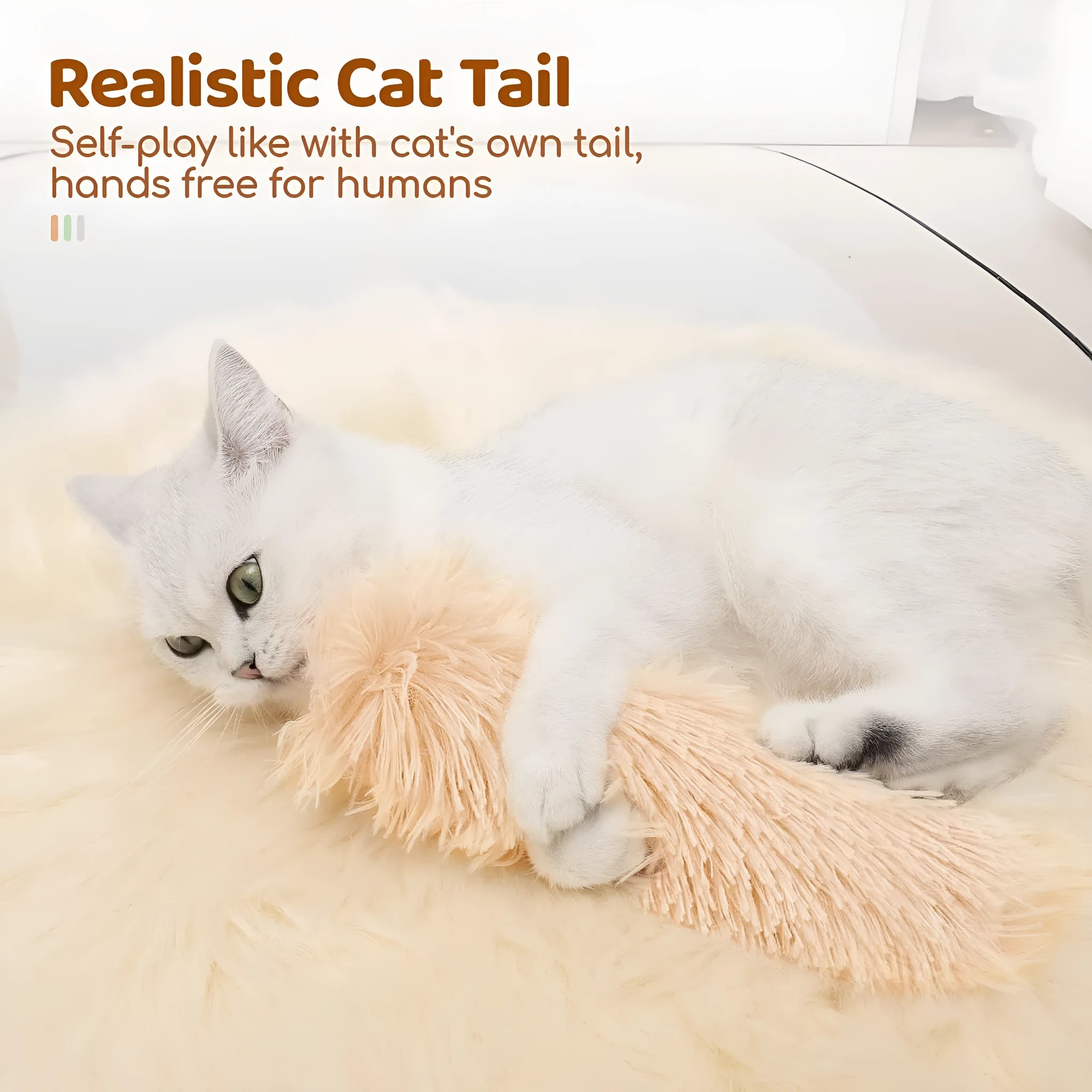 Plush cat toy pillow in blue, green, pink, or white colours measuring 27 by 10 centimetres