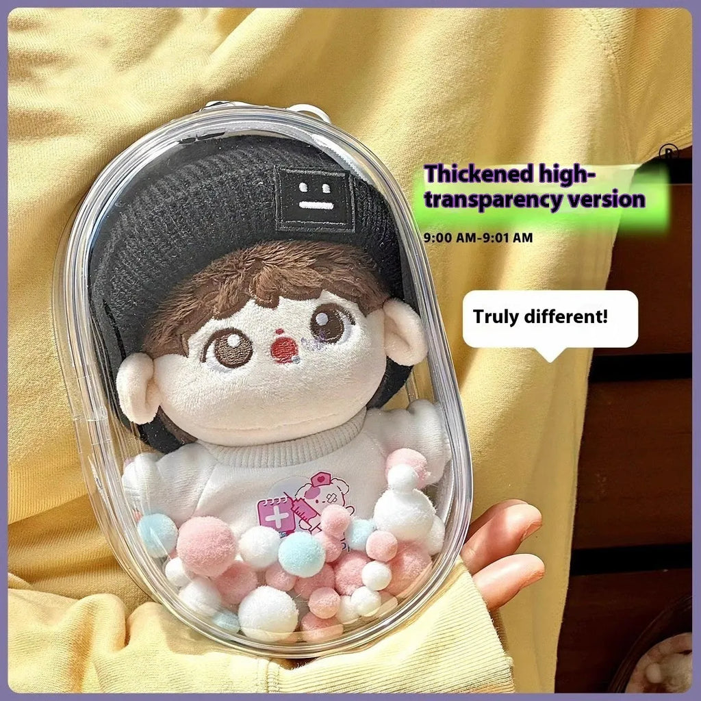 Cotton doll PVC storage cube bag with keychain and colourful ball options in 17cm size