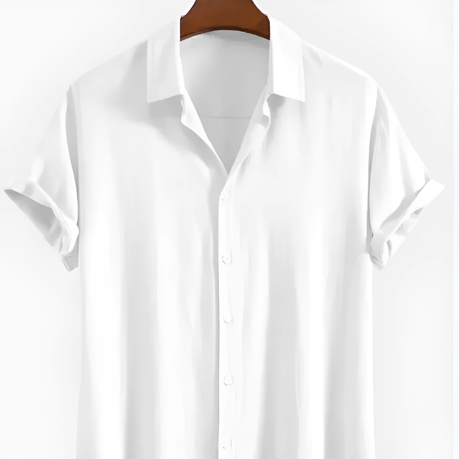 Men's loose-fitting short-sleeve cardigan shirt in black, green, or white for summer casual wear.