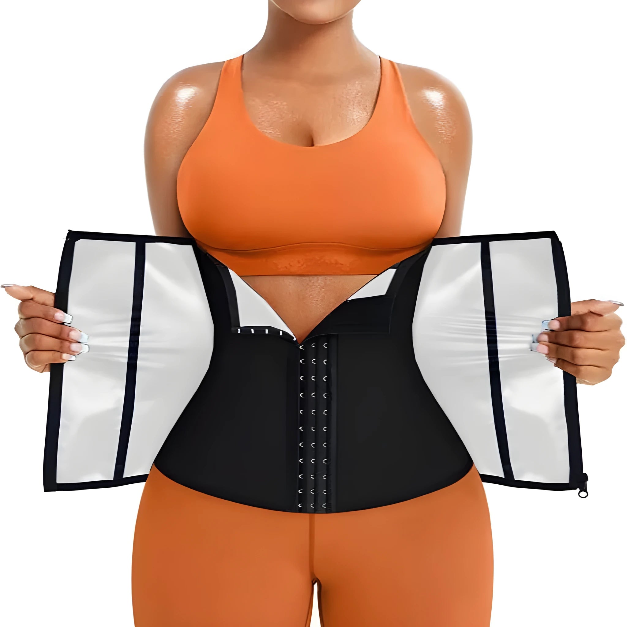 Blue neoprene adjustable belly band for sports and waist shaping in size L