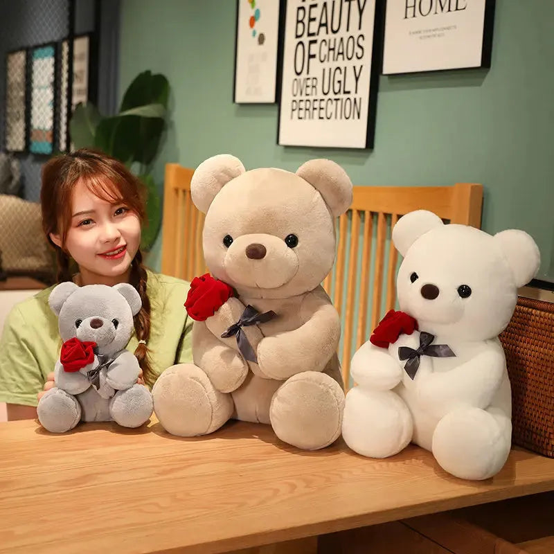 Brown teddy bear plush pillow doll with PP cotton filling and short plush exterior