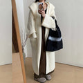 Women's loose hooded cardigan coat in acrylic knit fabric with 80cm length