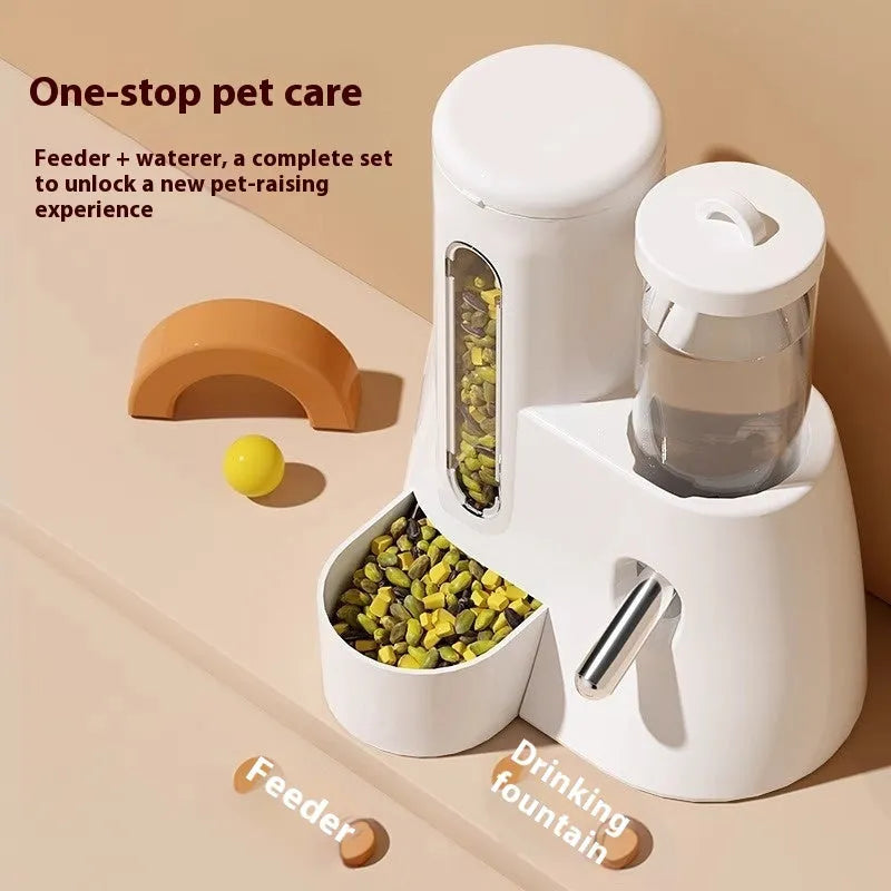 Automatic plastic drinking water feeder and food basin for hamsters in blue pink or white
