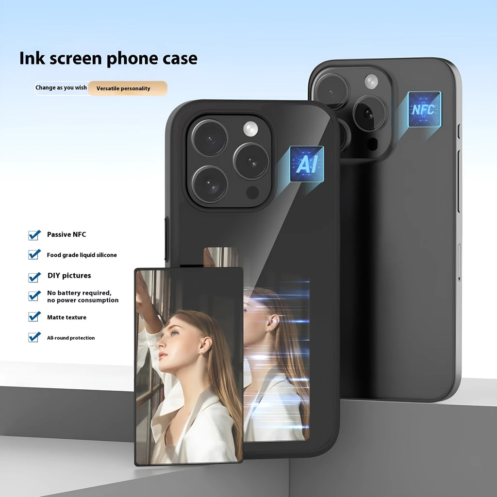 DIY projection screen phone case in black four-colour finish for iPhone 15 Pro Max with TPU anti-fall protection