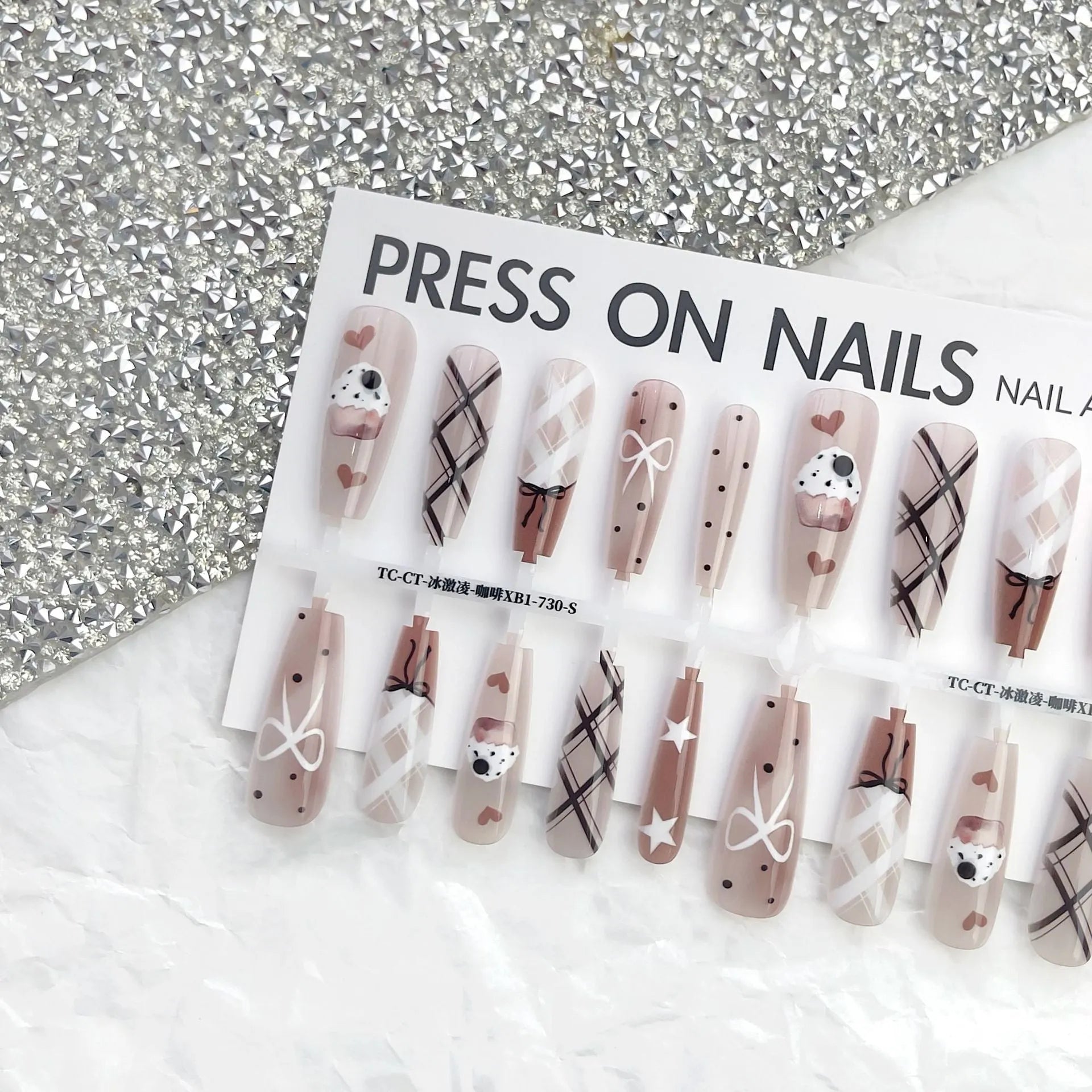 French glossy sealing layer nail sticker set 40 pieces ice cream colours retro ultra-thin seamless long ladder shape