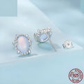 Women's 925 sterling silver magic stone stud earrings with geometric ellipse shape French romantic style
