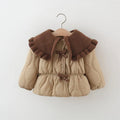 Girls winter thick cotton-padded coat with single-breasted front, Korean style, in pink and brown, suitable for heights 80-120cm