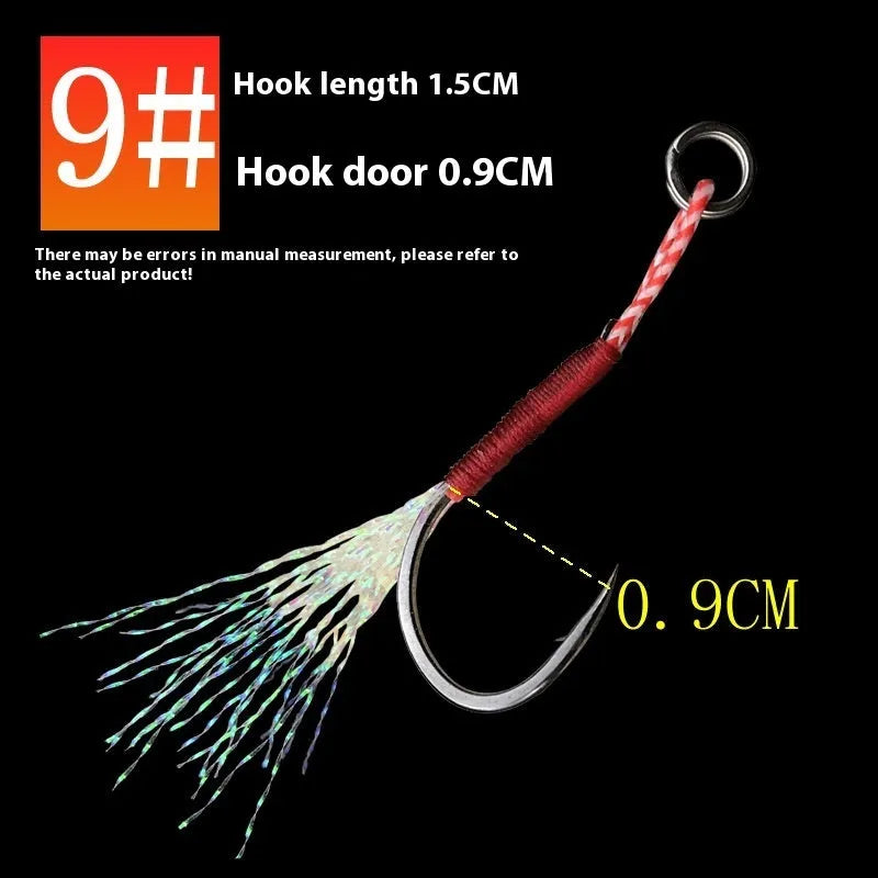 Bright wire iron plate single hook fishhook for sea fishing, shown in multiple sizes from No. 9 to No. 14.
