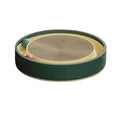 Large green cat scratching board with interactive ball toys showing refillable core design