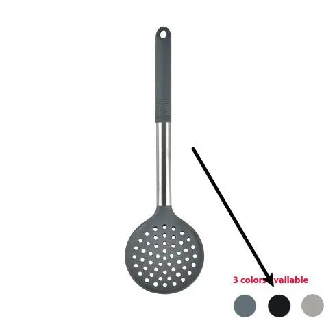 12-piece silicone kitchen utensil set with rotating storage bucket in black, includes spatula, ladel, and cooking tools