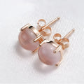 Women's Korean-style rose gold drop earrings with synthetic ross quartz crystal inlay