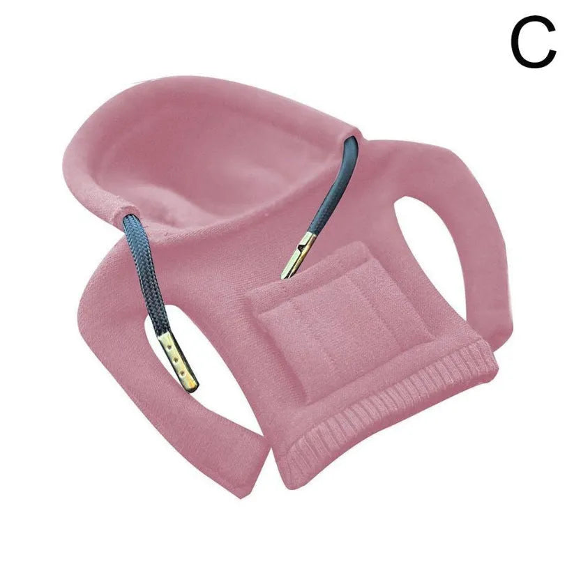 Cloth car gear shift knob cover in various colours showing its 13cm by 8cm size