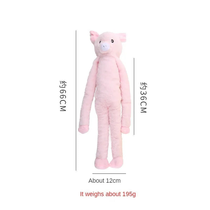 Plush golden retriever dog toy with rattle and crinkle paper in pink and yellow colours