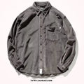 Corduroy loose fit cardigan-style shirt in caramel colour with long sleeves