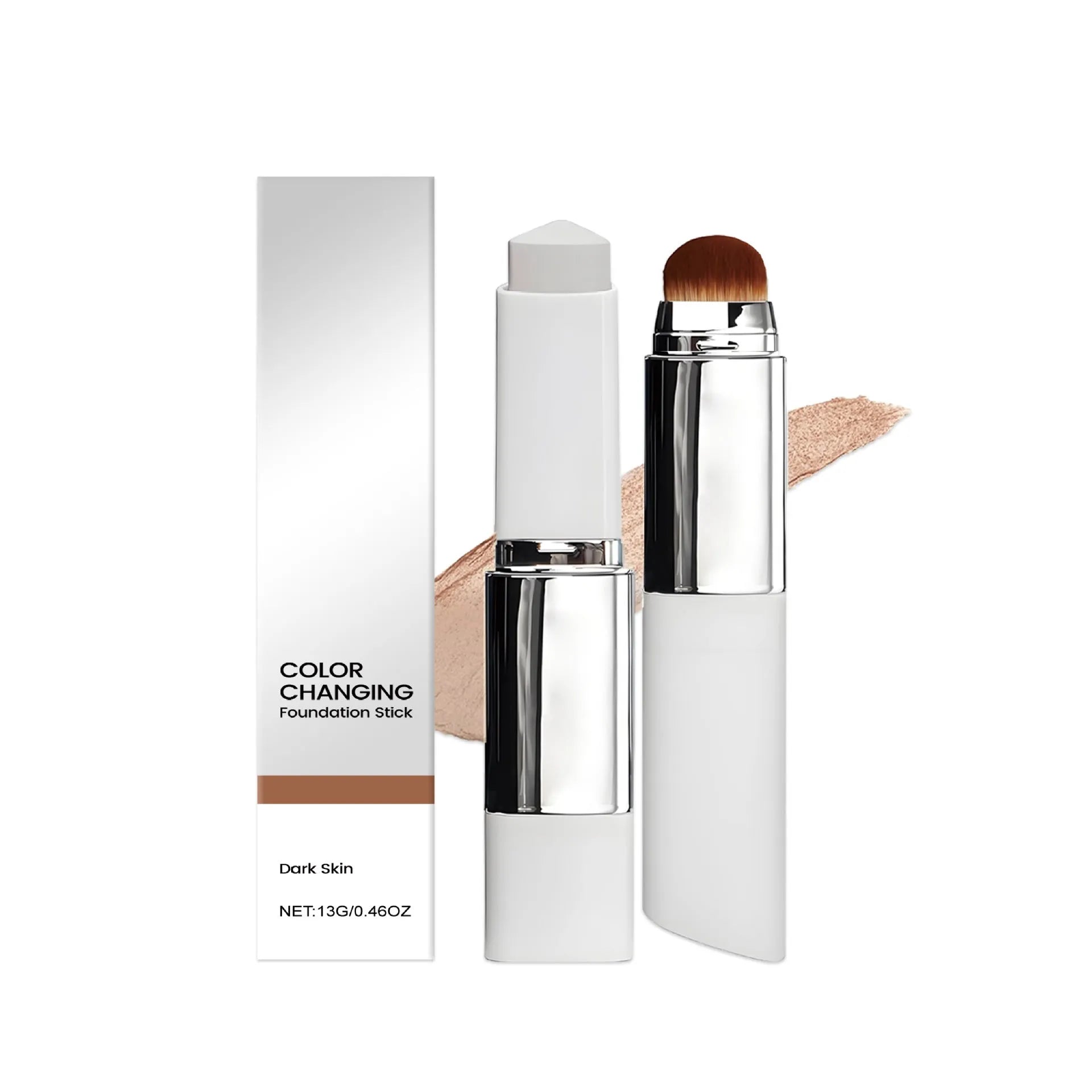 Non-stuck foundation stick in 13g, available in Ivory White, Natural, and Deep Flesh colours