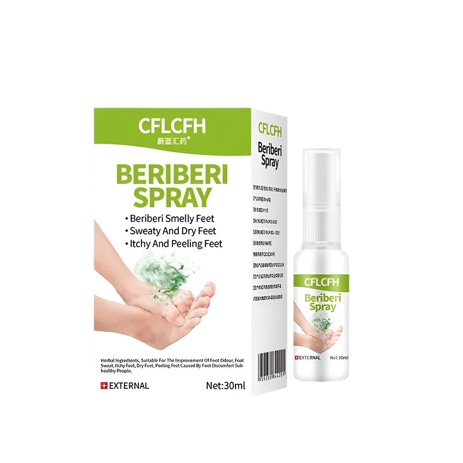 English Foot Odor Spray in 30ml bottle with spray applicator