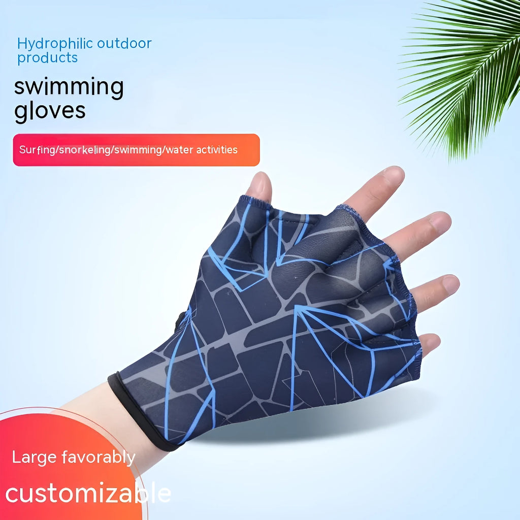 Nylon duck feet webbed swimming gloves in multiple colours and sizes for enhanced swimming propulsion