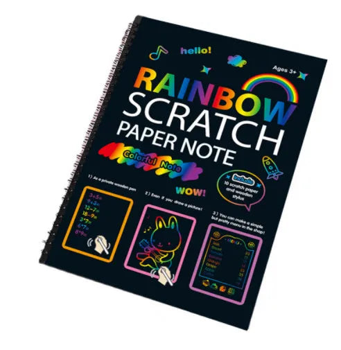 Children's large scratch art paper with colourful puzzle design revealed through scraping technique