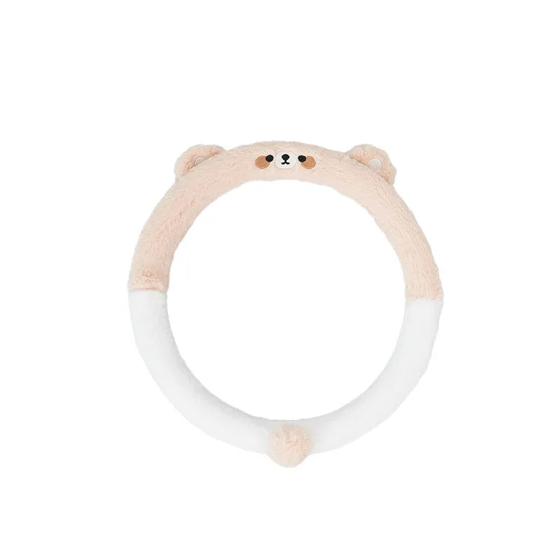 Fleece steering wheel cover with embroidered animal design for 38cm diameter steering wheels