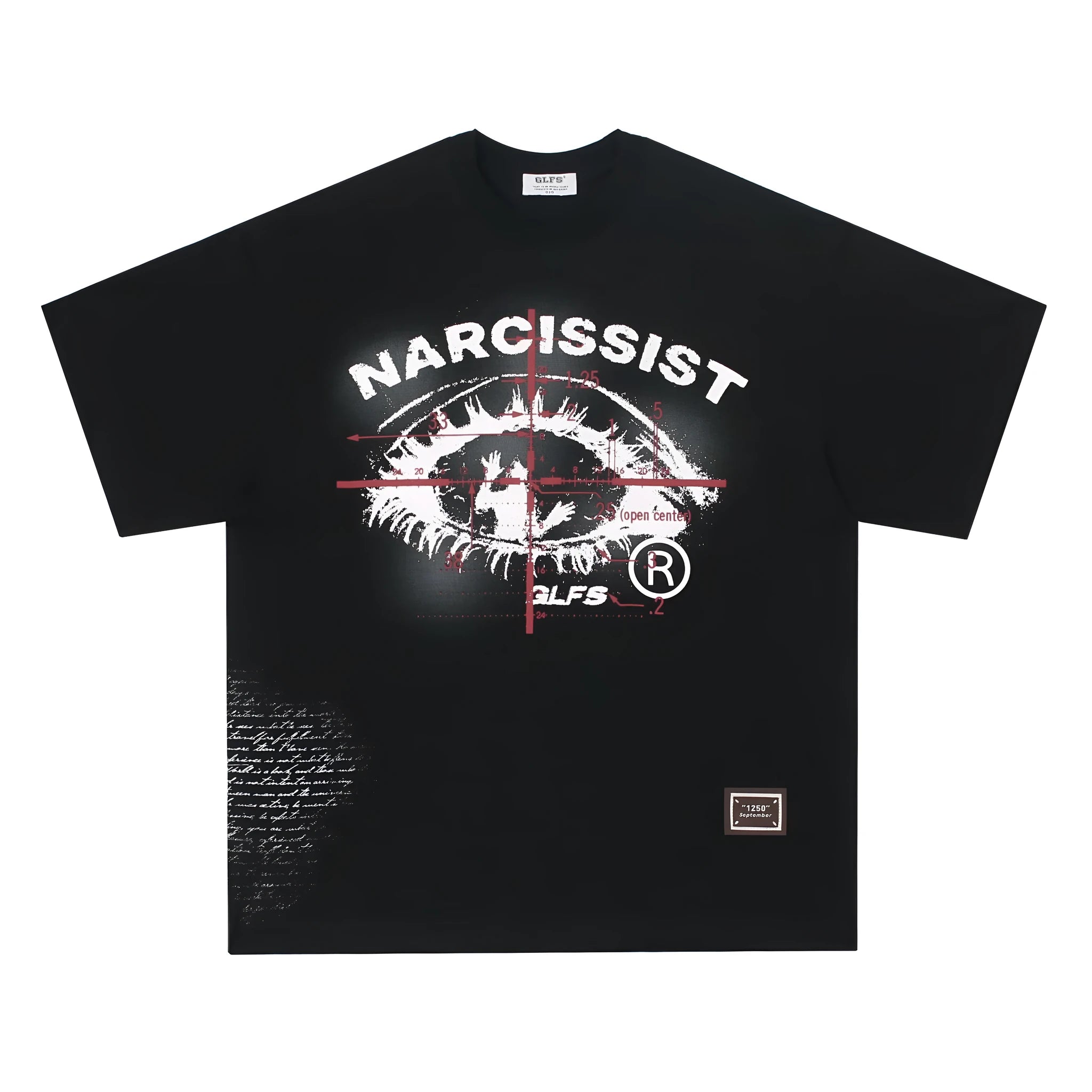 White and black retro hip hop cotton T-shirt with letter pattern, short sleeves