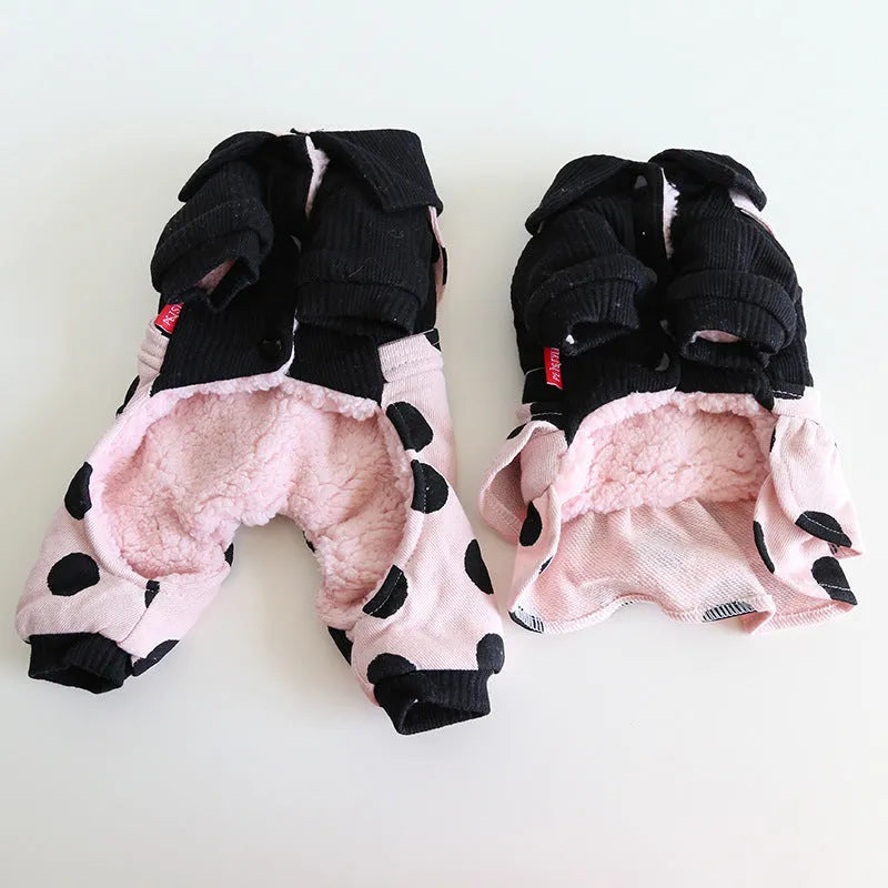 Dog couple clothing with lapel shoulder strap design in casual cloth material