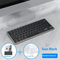 Ultra-thin wireless keyboard and mouse suit in black, gun colour, or silver with rechargeable design and included accessories