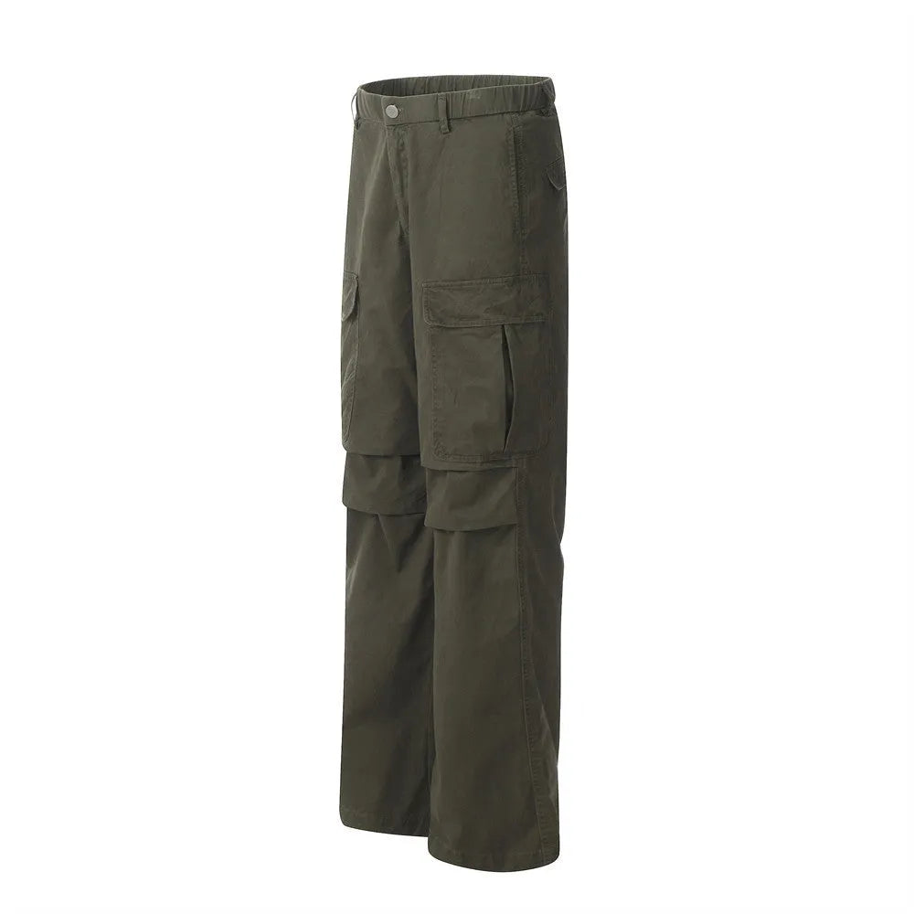 Cotton casual trousers for men solid colour gray side view