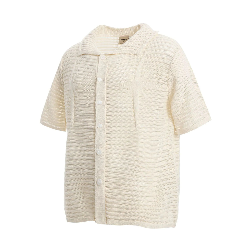American Retro loose design short sleeve cotton shirt in apricot or black colour options