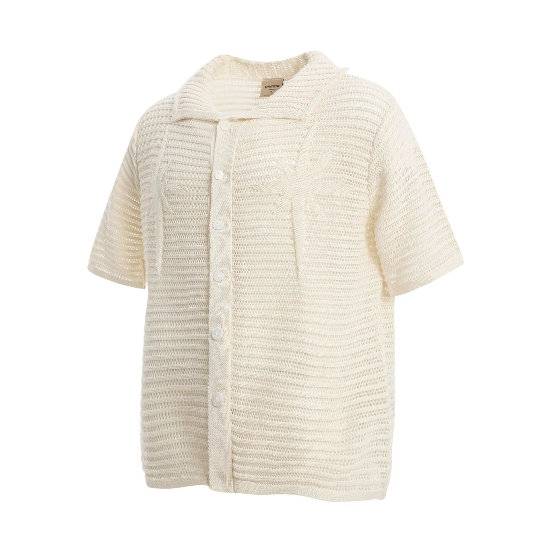 American Retro loose design short sleeve cotton shirt in apricot or black colour options