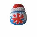 Ice cream coloured recycled cotton rope dog toy with bite knot, 13cm x 11cm