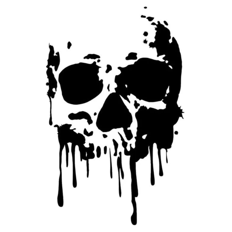 Skull bumper sticker with butterfly fairy design in black on white background