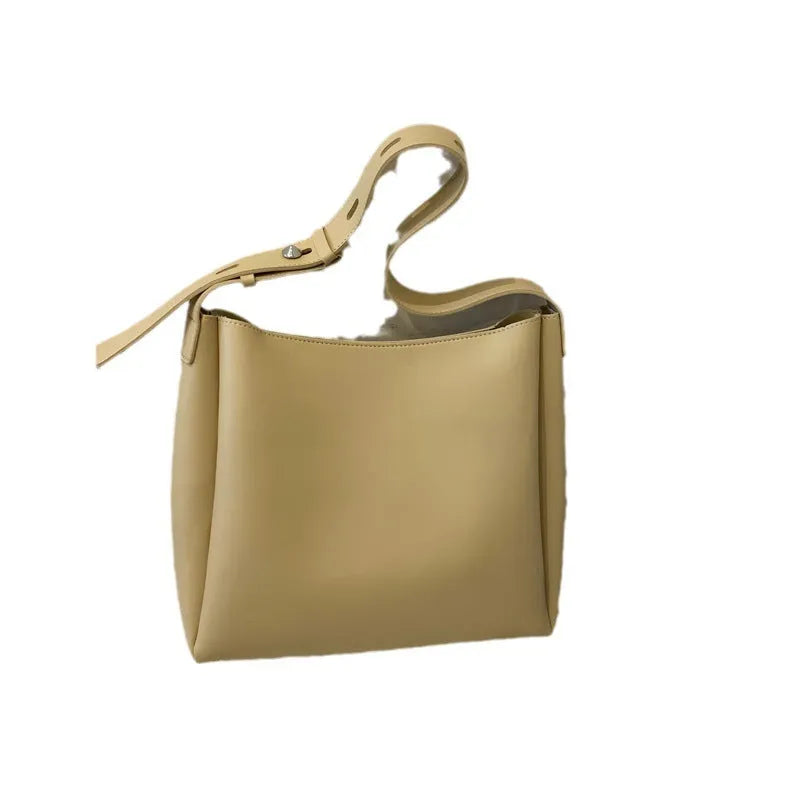 Large soft PU shoulder tote bag for women with detachable small bag in khaki, 33x30x10cm