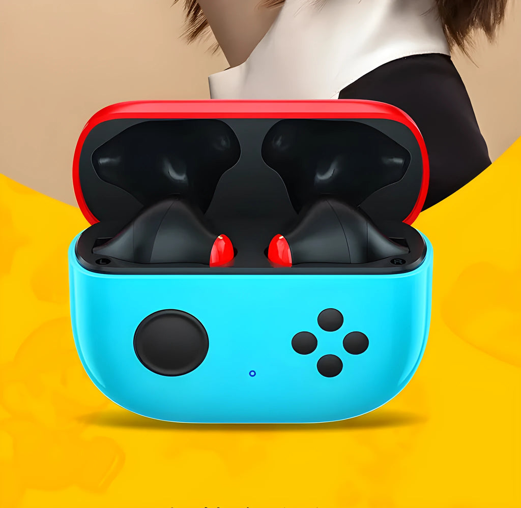 Private mode noise reduction wireless Bluetooth headset with charging case in black, multicolor, red, and white options
