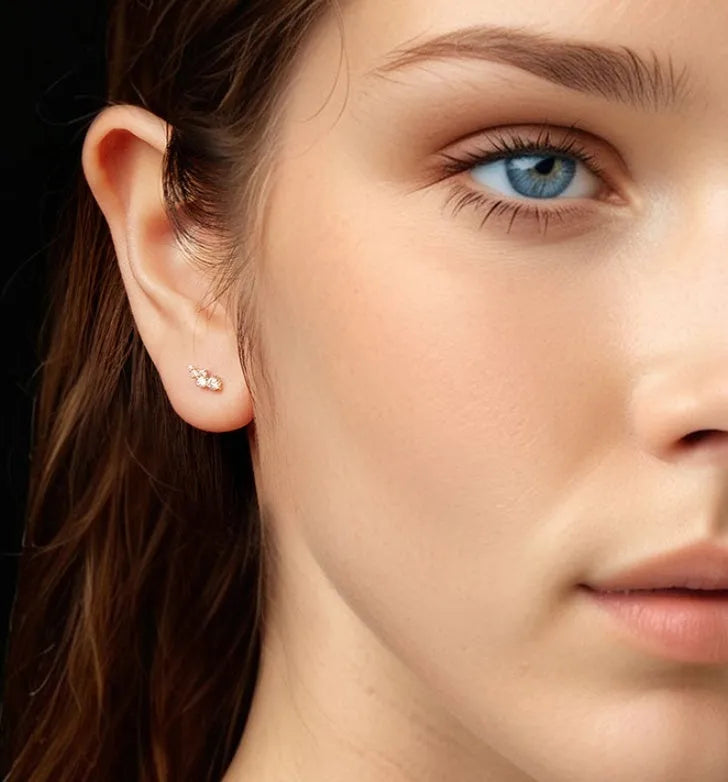 Geometric moissanite earrings for women, 925 silver bubble design, gold or silver finish
