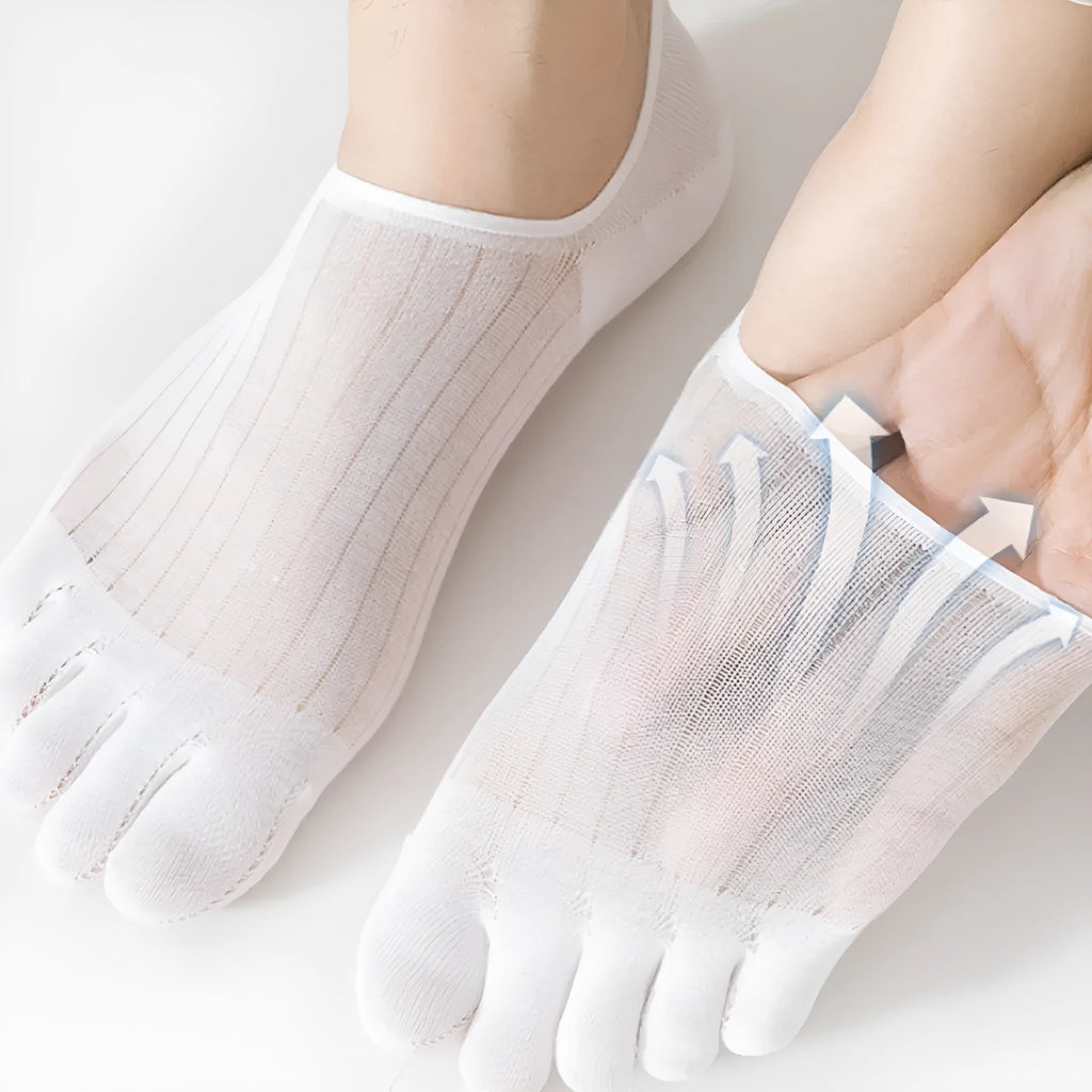 Modal five-finger ultra-thin boat socks in black, dark grey, khaki, light grey and white colours