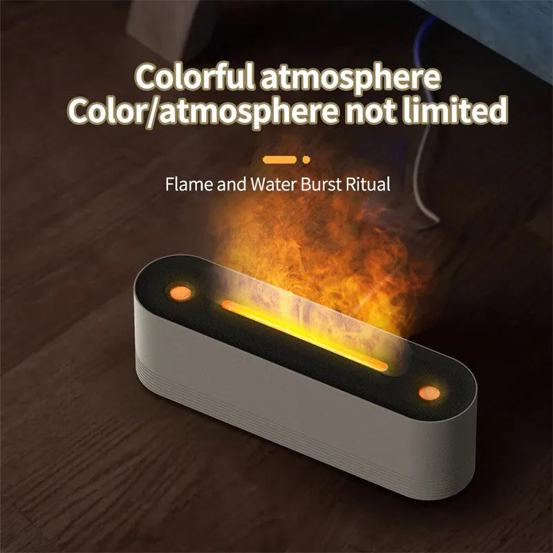 Black flame air humidifier and aroma diffuser with LED lights and water tank