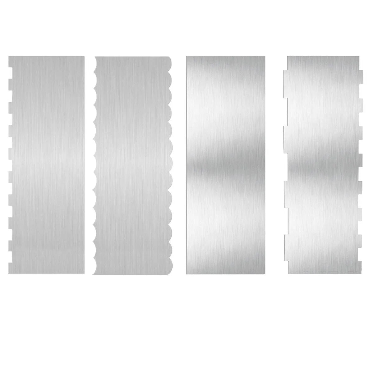 Stainless steel cream scraper with polygon pattern edge for cake decorating